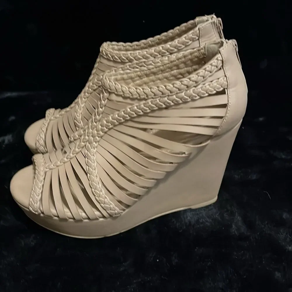 Torrid Zip Tan Wedge Sandals